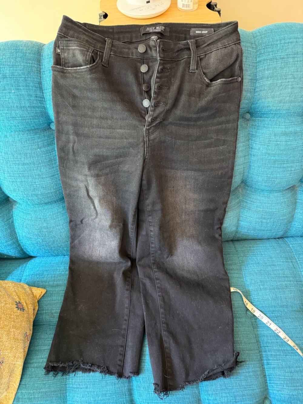 Judy Blue Black Cropped Wide-Leg Button-Fly Jeans
